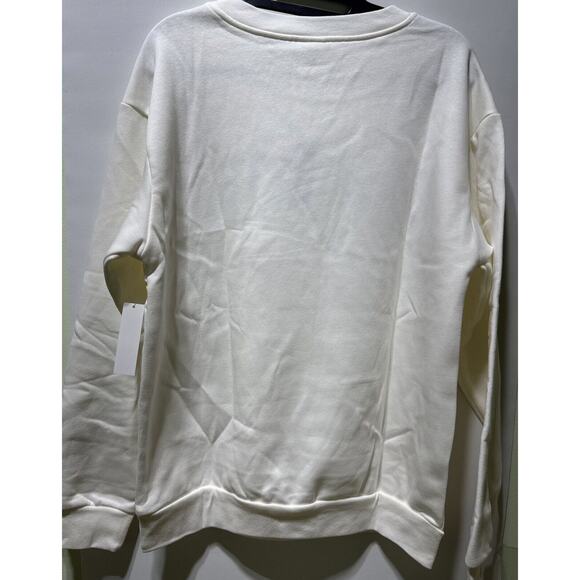 *NWT* L PEanuts Snoopy Women's Embroidered Sweatshirt LARGE Ivory - Picture 4 of 5